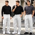 thumbnail image 5 of Hsovts Men's 3 Pack Open Bottom Sweatpants Loose Fit Athletic Pants Drawstring Elastic Waist Workout Trousers with Side Pockets, Solid Straight Leg Pants for Gym Daily Wear White 5xL, 5 of 5
