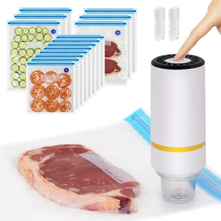 Sous Vide Bag & & Handheld Vacuum Sealer 18 pack Kit, 14 PCS 3 Sizes (8Pcs 8.5"x8", 3 Pcs 11"x 10" and 3 Pcs 13.5"x 10") Vacuum Sealer Zipper Bags for Food Storage, 2*sealing clips, 1*Dehumidifier cu