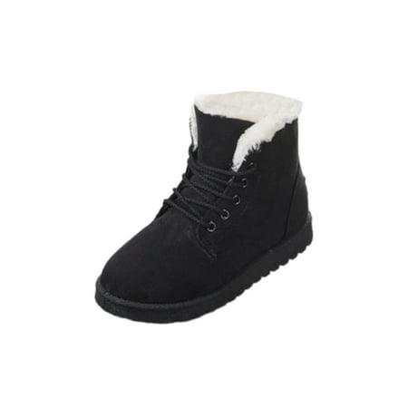 

Frontwalk Women Snow Boots Plush Lined Winter Boot Lace Up Warm Shoes Outdoor Fashion Ankle Booties Womens Comfort Black 7.5