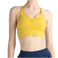 thumbnail image 1 of Bigersell Strappy Bra Women's Sport Underwear Fall Yoga Wear Thin Running Back Training Shock-proof Vest Breasted Bra Female Soft Bra Women Spandex Full-Figure Bra Style 840, Yellow L, 1 of 5