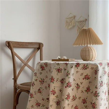 

Livesture Vintage Blue Floral Picnic Tablecloth Red rose flower lock edge 45x60cm