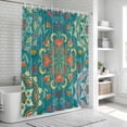 thumbnail image 6 of Green Boho Shower Curtain, Waterproof Shower Curtains for Bathroom, Shabby Vintage Ethnic Abstract Floral Art Washable Fabric Bathtub Curtain Set Bath Decor with 12 Hooks Long 72"x84", 6 of 8