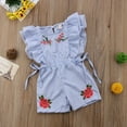 thumbnail image 3 of Toddler Kids Baby Girls Flower Stripe Ruffle Romper Jumpsuit Outfits Clothes 0-5 Years, 3 of 5