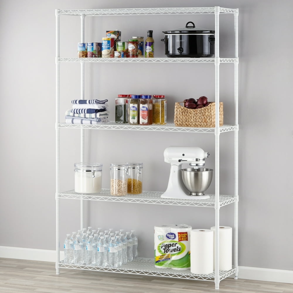 Hyper Tough 5 Shelf Heavy Duty Wire Shelving Unit, White, 16"Dx48"Wx72