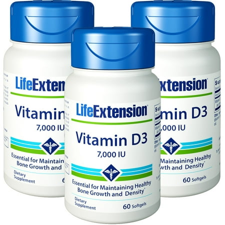 Life Extension Vitamin D3 7000 Iu 60 Softgels 3 Bottles
