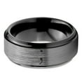 thumbnail image 2 of Tungsten Semicolon Punctuation Mark Symbol Band Ring 8mm Men Women Comfort Fit Black Step Bevel Edge Brushed Gray Polished, 2 of 4