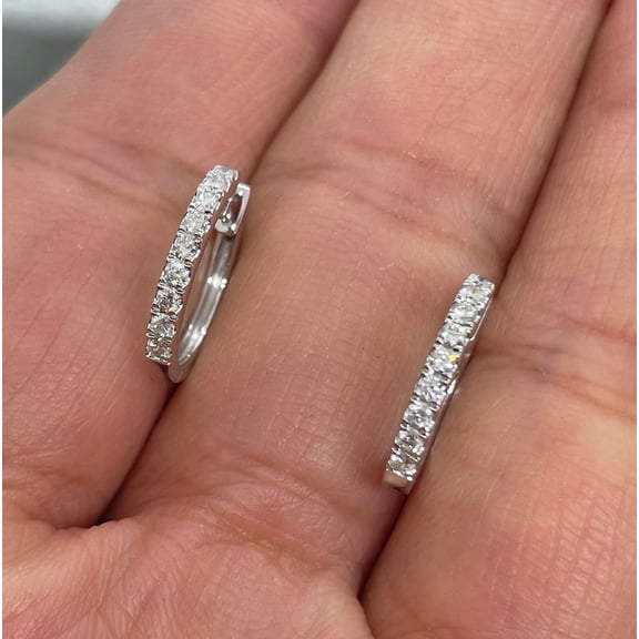 2.10Ct Round Lab Created Diamond Huggie Hoop Earrings 14K White Gold Plated