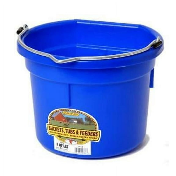 Little Giant Little Giant P8FBBLUE Flat Back Plastic Bucket, Blue, 8 Quart