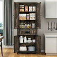 thumbnail image 3 of DWVO Pantry Cabinet with Shelves and Doors, Kitchen Storage Cabinet with Drawer, Dark Oak, 3 of 11