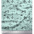 thumbnail image 1 of Soimoi Green Poly Georgette Fabric Peace On Earth Text Printed Fabric 1 Yard 52 Inch Wide, 1 of 3