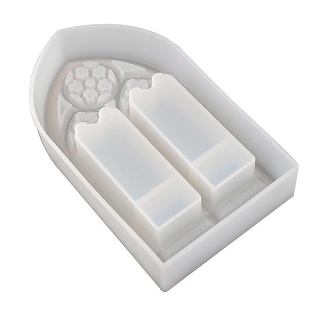 Wosthever Soporte de almacenamiento en forma de ventana de iglesia, molde de silicona, placa de almacenamiento DIY, molde de fundición, bandeja de Artesanía No.2 Wosthever HA027662-02