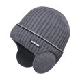 thumbnail image 5 of Tnobhg Women Men Winter Beanie Hat Solid Color Unisex Knit Wool Hat Thickened Ribbed Fleece Lined Hat with Earflaps, 5 of 8