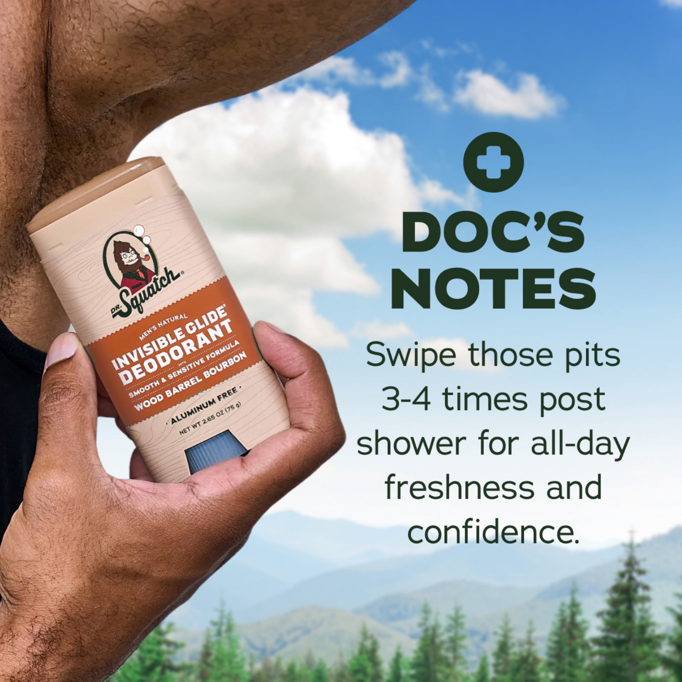 (2 pack) Dr. Squatch Mens Invisible Glide Deodorant Stick, Natural Aluminum Free Deodorant for Men, Wood Barrel Bourbon, 2.65 Oz