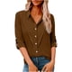 thumbnail image 1 of Camisas de Manga Larga para las Mujeres Botón de Solapa de Ajuste Suelto Delantero Blusa de Túnica de Imitación de Lino, Camisas de Manga Larga para las Mujeres Bajo Scrubs, 1 of 7