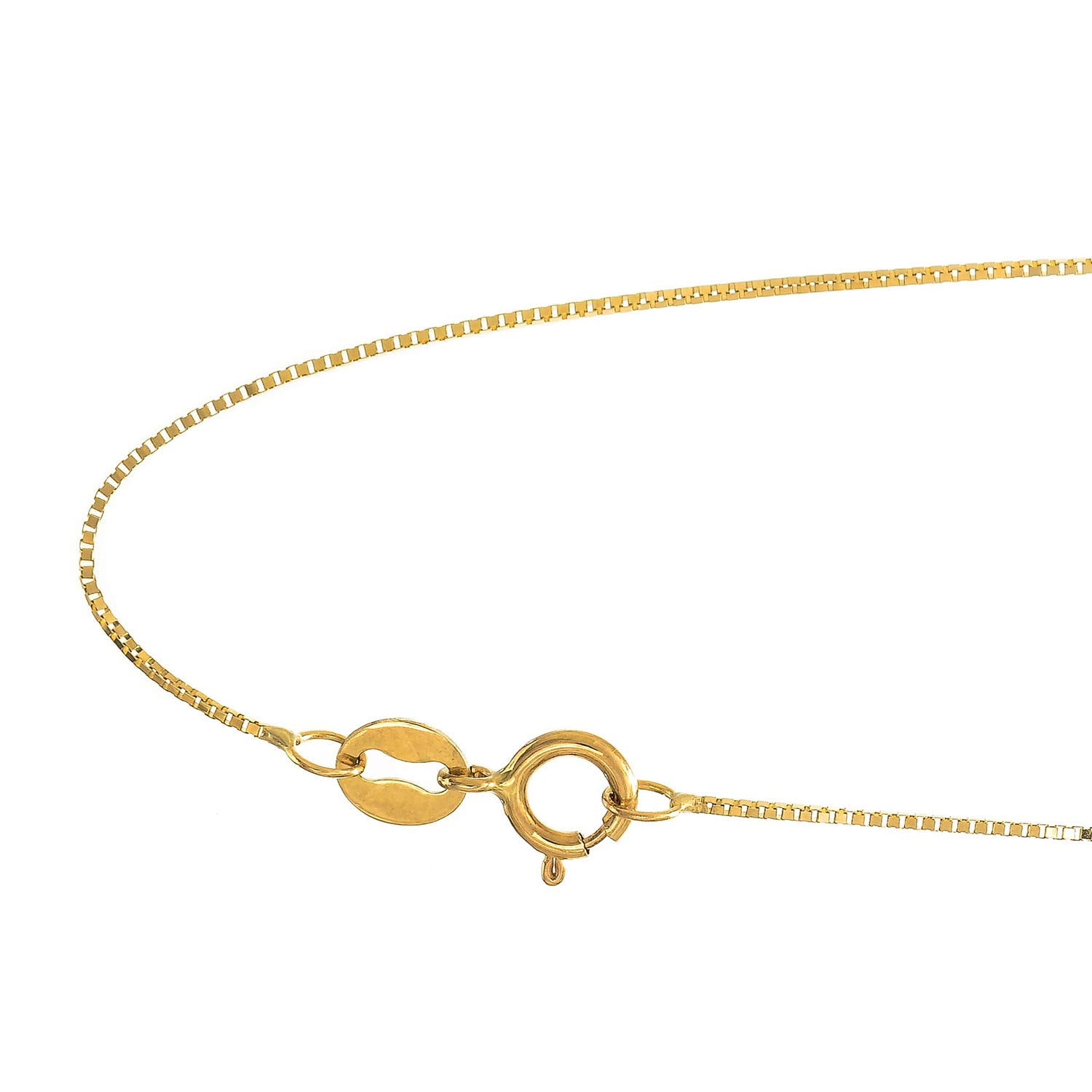 Jewelstop 10K Yellow Gold Polished Finish 0.6mm Shiny Box Chain Necklace with Spring Ring Clasp-20"