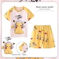 thumbnail image 1 of Conjunto de ropa de verano de Pokémon Pikachu para niños y niñas, camiseta de manga corta, pantalones cortos, chándal deportivo, conjuntos de pijamas qym unisex, 1 of 2