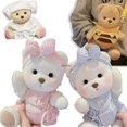 thumbnail image 2 of Osito de peluche hecho a mano, juguete de peluche que cambia de vestido, bolsa de miel, muñeca de peluche de tela para niña, regalo de Navidad para niños, solo muñeca sin tela, oso blanco, solo muñe, 2 of 5