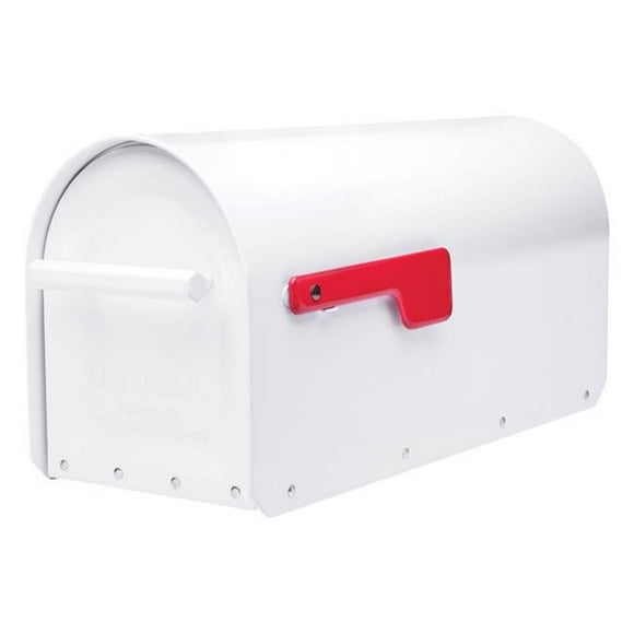 Architectural Mailboxes 5007871 Sequoia Galvanized Steel Post Mounted White Mailbox&#44; 9.72 x 8.03 x 20.79 in.
