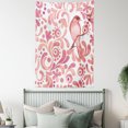 thumbnail image 4 of Watercolor Tapestry, Cute Bird on Tree Branch Floral Swirls Curves Little Dots Wildlife, Wall Hanging for Bedroom Living Room Dorm Decor, 40W X 60L Inches, Coral Dried Rose White, by Ambesonne, 4 of 5