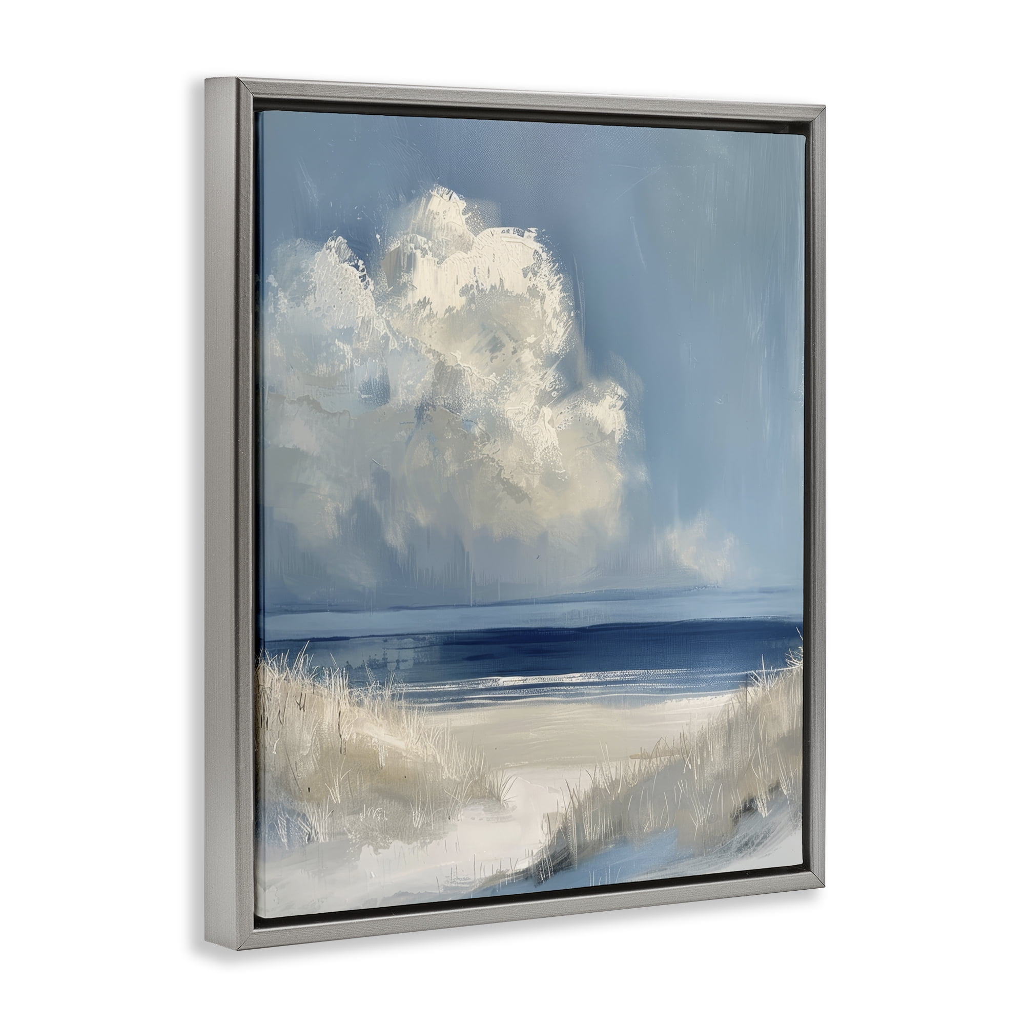Stupell Industries Dark Waters Ahead Gray Framed Floater Canvas Wall Art, design by Petal Prints Design