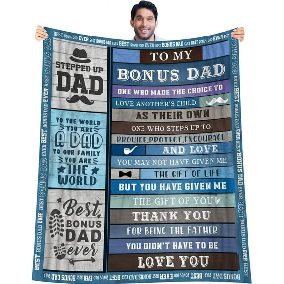 LHSHID Best Bonus Dad Blanket Gifts from Daughter Son in Law Step Dad Fathers Day Birthday Gifts | to Bonus Dad Gifts | Christmas Bday Presents for Father in Law Throw Blanket 30x40in