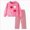 A141-Pink, variant on Toddler Girls 2 Piece Outfit 3D Plush Heart Print Crew Neck Sweatshirt Red Gingham Straight Pants Cute Soft Kids Clothing Set For Daily Holiday Wear 3-4 Years