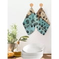 thumbnail image 2 of Aqua Brown Kitchen Dish Towels for Drying Dishes Set of 4, Rustic Farmhouse Dog Paw Vintage Waffle Weave Microfiber Hand Tea Bathroom Towels Quick Dry & Absorbent Towel 12x12, 2 of 7