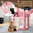 thumbnail image 6 of Amolife 81" Large Cat Tree Tower for Large Cats with Cat Condo Hammock, 2 Scratching Ramps, 6 Scratching Posts, Pink, 6 of 8