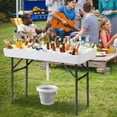 thumbnail image 3 of Yardi Yarda 4 Feet Plastic Party Ice Folding Table, Camping Table with Matching Skirt and Ice Bucket for Outdoor as Yard, White, 3 of 11