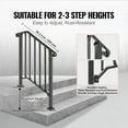 thumbnail image 3 of VEVOR Handrails for Outdoor Steps, Fit 2 or 3 Steps Outdoor Stair Railing, Picket#2 Wrought Iron Handrail, Flexible Porch Railing, Black Transitional Handrails for Concrete Steps or Wooden Stairs, 3 of 9