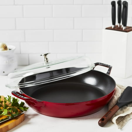Staub - Cast Iron 3.5-qt Braiser with Glass Lid - Cherry