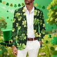 thumbnail image 3 of BLTIBY Men's St. Patrick's Day Corduroy Blazer Shamrock Jacket Button Loose Work Lapel Coat with Pockets Green 9 S, 3 of 5