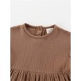 thumbnail image 3 of Toddler Baby Girls Fall Dress Long Sleeve Round Neck Solid Color Warm Dress, 3 of 7