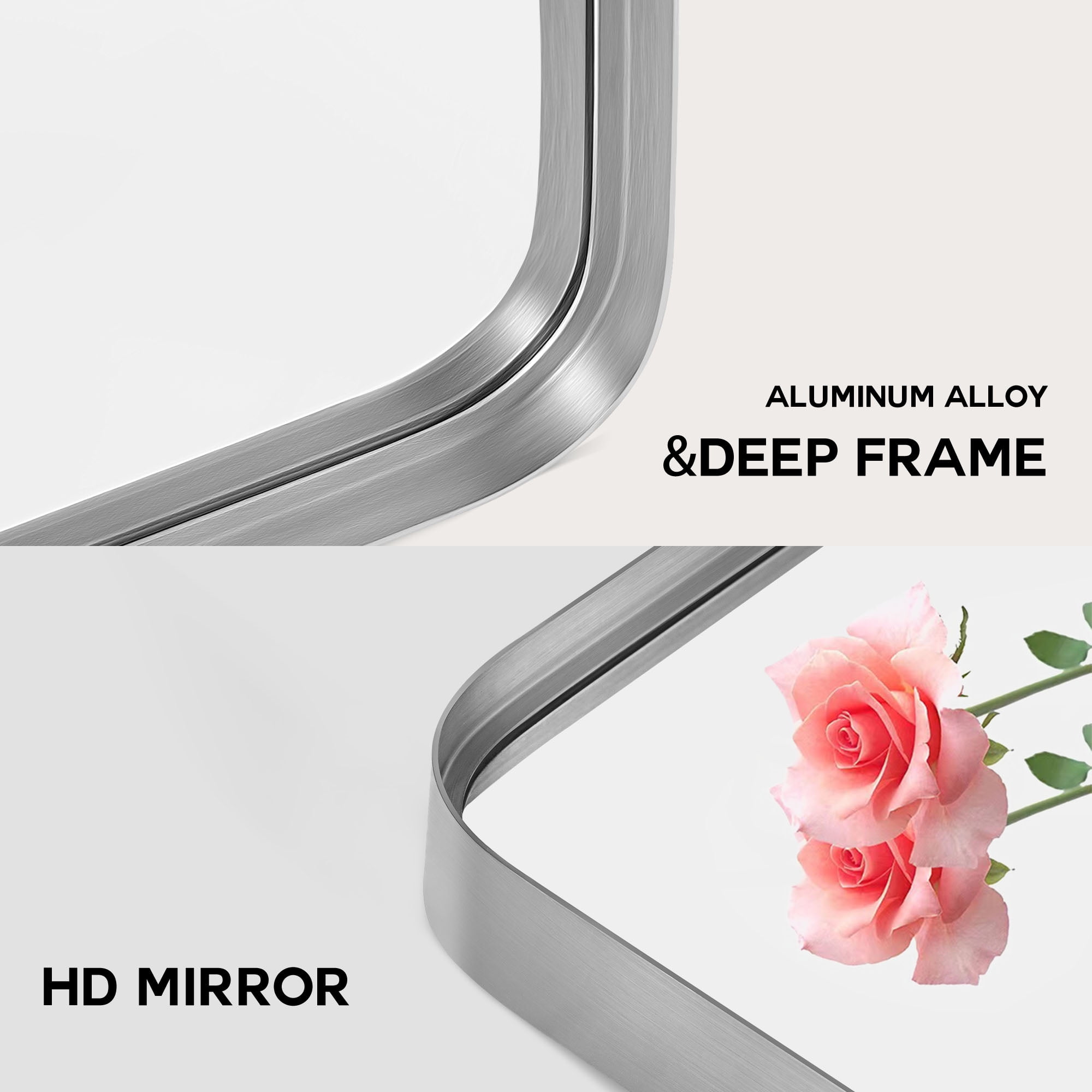 MAYEERTY 50"x 32" Decorative Wall Mirror , Bathroom Vanity Mirror Accent Mirror, Silver