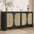 thumbnail image 6 of Rattan Sideboard Buffet Cabinet with Storage, Wooden Cabinet with 4 Doors, Kitchen Console Table, 6 of 8