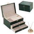 thumbnail image 1 of Caja Joyero, Alajero Grande de 3 Niveles Relicario Incluido Caja de Almacenamiento para Guardar Collares, Anillos, Aretes, Reloj, Pulseras, Organizador de Joyas Alhajero, Diseño Elegante, 1 of 9