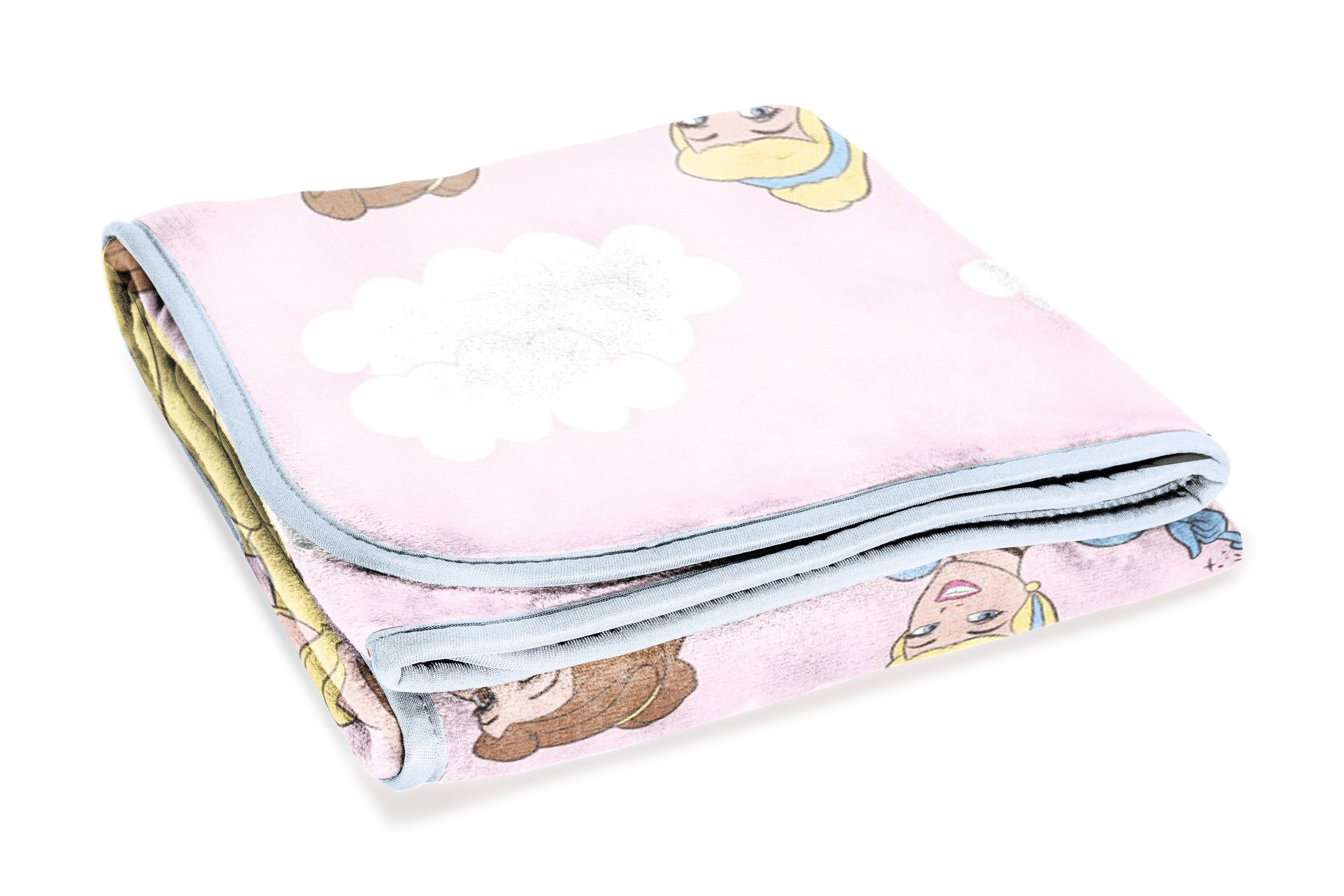 Princess Floral Gardens 46" x 60" Coral Fleece Throw, Polyester, Pink, Disney