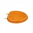 thumbnail image 3 of Renovator's Supply Light Oak Brass Hinge Elongated Toilet Seat in Wood, 3 of 7