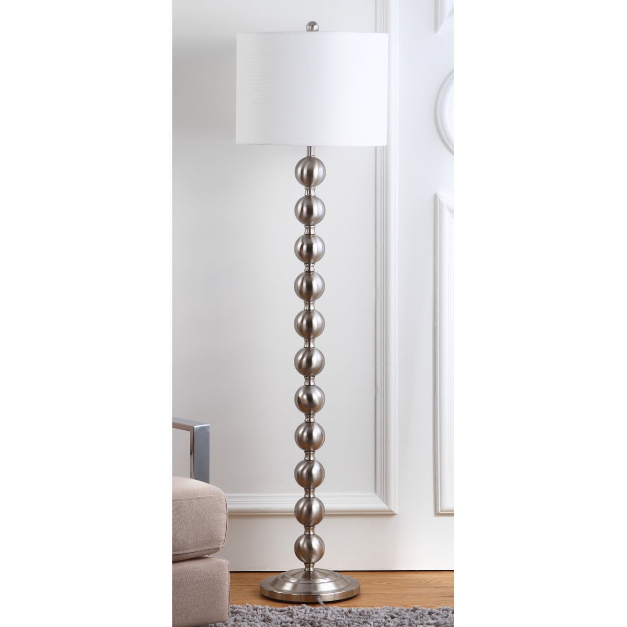 SAFAVIEH Reflections 58.5 in. High Stacked Ball Floor Lamp, Nickel