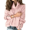 thumbnail image 2 of Women'S Oversized Chunky Pullover Sweaters Cowl Neck Long Sleeve Winter Slouchy Loose Knit Sweaters Pink L, 2 of 8