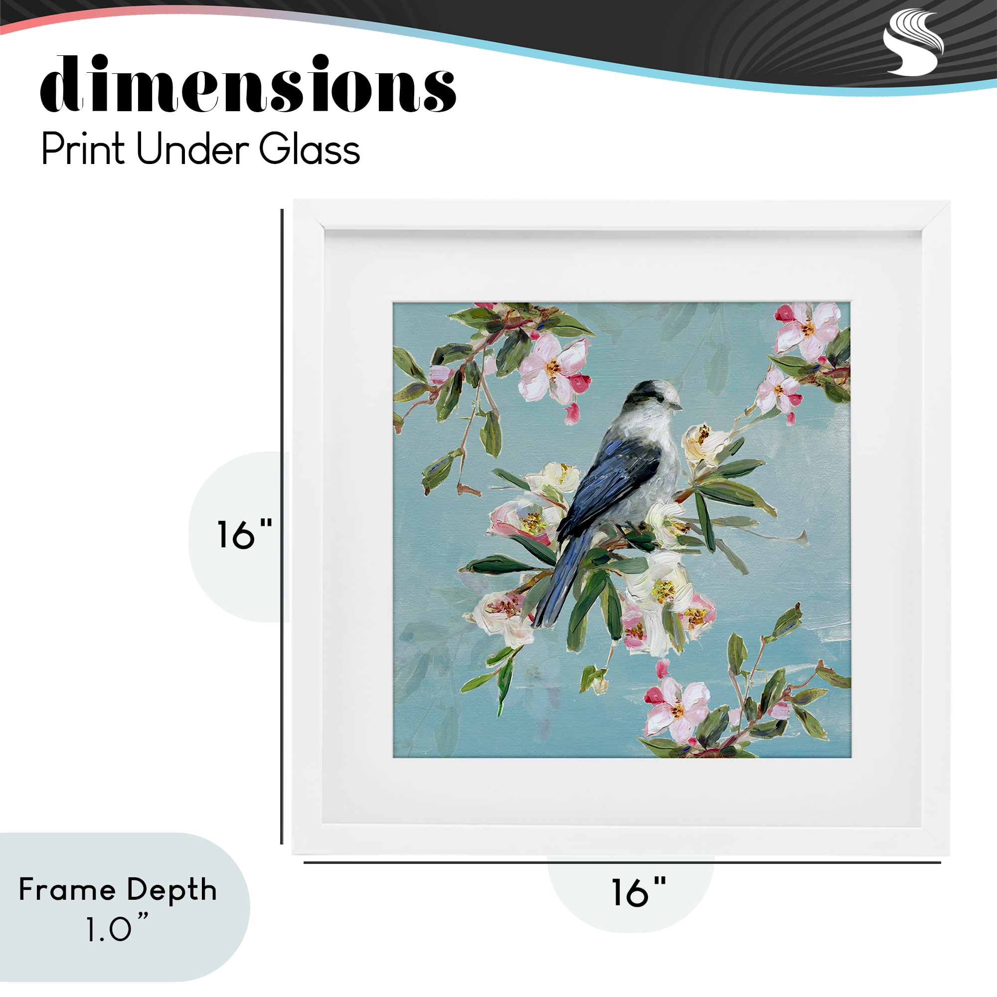 Stupell Industries Pastel Songbird Among Blossoms White Framed Print Under Glass, design by Sally Swatland