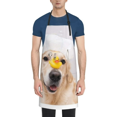 

Vsdgher The Dog Is Sitting In A Bubble Bath Waterproof Apron with 2 Pockets Kitchen Chef Aprons Bibs for Grooming Cooking Baking Painting Gardening