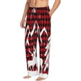 thumbnail image 2 of Uemuo Christmas Buffalo Plaid Pattern Men's Wide Leg Palazzo Lounge Pants with Pockets Light Weight Loose Comfy Casual Pajama Pants-Medium, 2 of 9