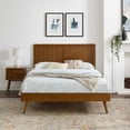 thumbnail image 2 of Platform Bed Frame, Full Size, Walnut, Wood, Mid Century Bedroom, Modern Contemporary HB35220, 2 of 12