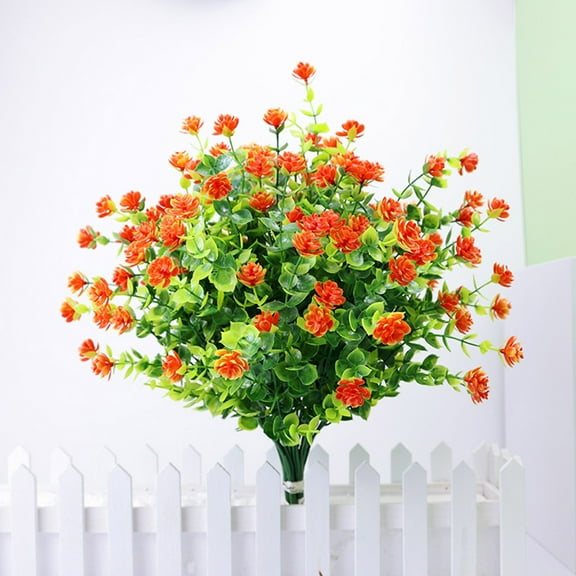 Fake Flowers Promotion Sale! Nomeni 2Pcs Artificial Flower Silk Flower Bouquet Latex Real Flower Bridal Artificial Flowers Wedding Home, Home Decor Clearance Sale Orange