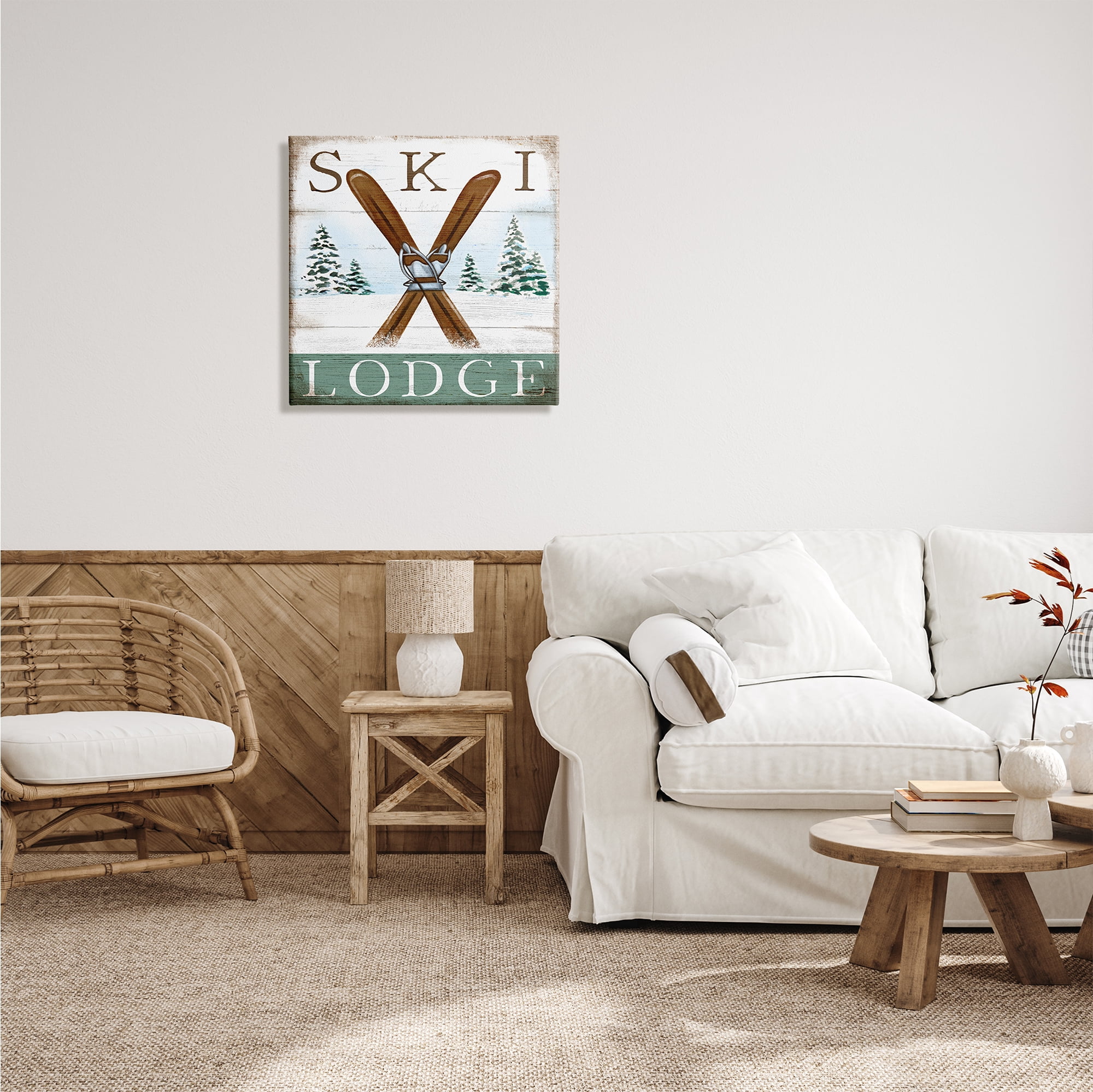 Stupell Industries Ski Lodge Rustic Cabin Sign Snowy Tree Forest, 24 x 24, Design by Elizabeth Tyndall