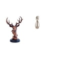 thumbnail image 1 of Figura de cabeza de ciervo, pareja, estatua de animal en miniatura, adorno decorativo de resina para mesa, hecho a mano, romántico, para el hogar, ade, 1 of 8