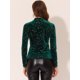 thumbnail image 3 of INSPIRE CHIC Blusa de mujer de terciopelo con cuello redondo y manga larga con estrellas brillantes metálicas Verde XS, 3 of 5