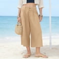 thumbnail image 5 of ibiyuan Womens Pants Elastic Waist Womens Palazzo Pants Baggy Trousers for Women Drawstring Lounge Pants Women with Pockets Business Casual Outfits, 5 of 8