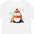 thumbnail image 4 of Inktastic Cute Winter Penguin in Hat and Scarf with Snowflakes Boys or Girls Long Sleeve Toddler T-Shirt, 4 of 5
